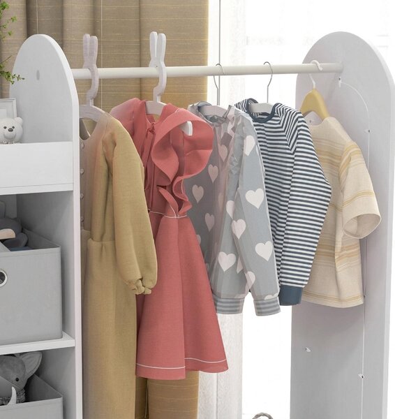 DecHome Appendiabiti per Bambini 3-8 Anni con Ripiani Asta Appendiabiti e Specchio Capacit 30 kg colore Bianco