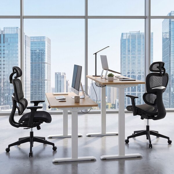Costway Sedia da ufficio con schienale reclinabile poggiatesta regolabile e supporto lombare, Poltrona ergonomica regolabile in altezza portata 125 kg