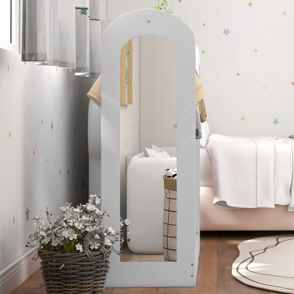 DecHome Appendiabiti per Bambini 3-8 Anni con Ripiani Asta Appendiabiti e Specchio Capacit 30 kg colore Bianco