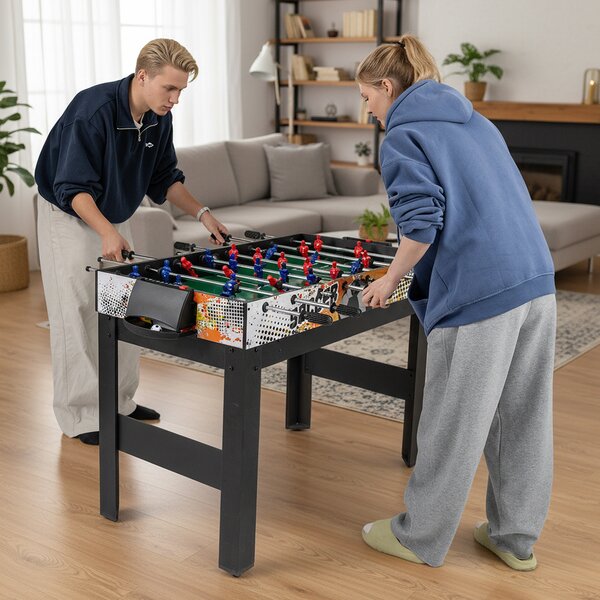 Costway Set da tavolo da gioco combo 14-in-1 con hockey biliardo ping pong bowling, Kit di combinazione basket e calcetto Nero