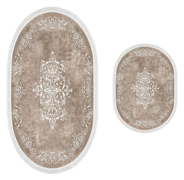 Set di tappetini per il bagno grigio tortora 2 pz 60x100 cm – Foutastic