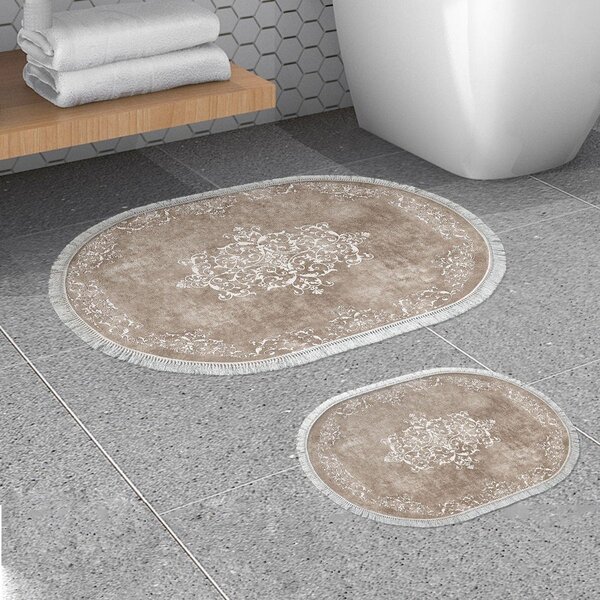 Set di tappetini per il bagno grigio tortora 2 pz 60x100 cm – Foutastic