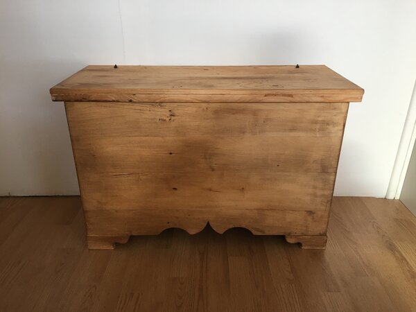 Cassapanca In Legno Massiccio Con Ruote - Stile Arte Povera, Colore Noce Scuro, Misure 78x47x51 Cm