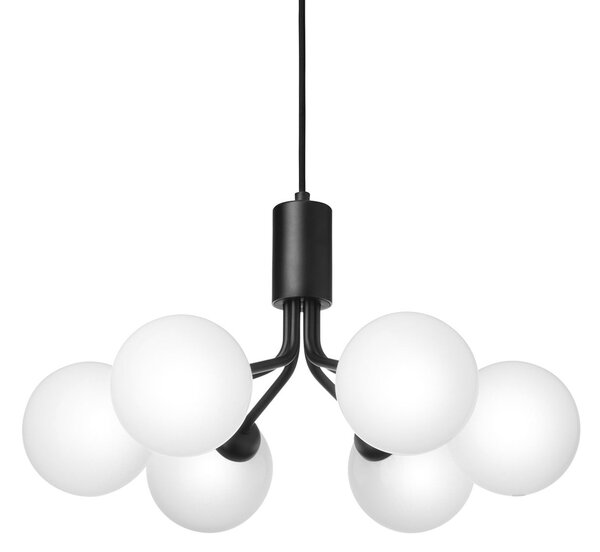 Lampada a sospensione Nuura Aps, Apiales 6, dimmerabile, Nero, Soggiorno, Vetro, Scandinavo