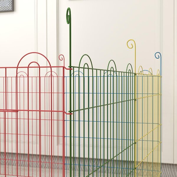 AllMyPets Cancellino per Cani a 8 Pannelli con Chiusura a Scatto per Cani Taglia Media in Acciaio 156x60 cm Multicolore