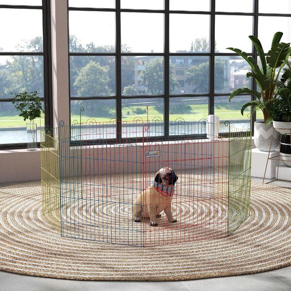AllMyPets Cancellino per Cani a 8 Pannelli con Chiusura a Scatto per Cani Taglia Media in Acciaio 156x60 cm Multicolore