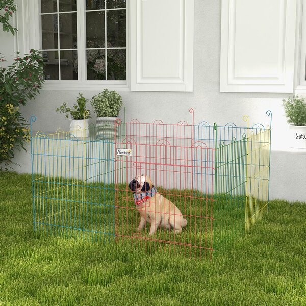 AllMyPets Cancellino per Cani a 8 Pannelli con Chiusura a Scatto per Cani Taglia Media in Acciaio 156x60 cm Multicolore