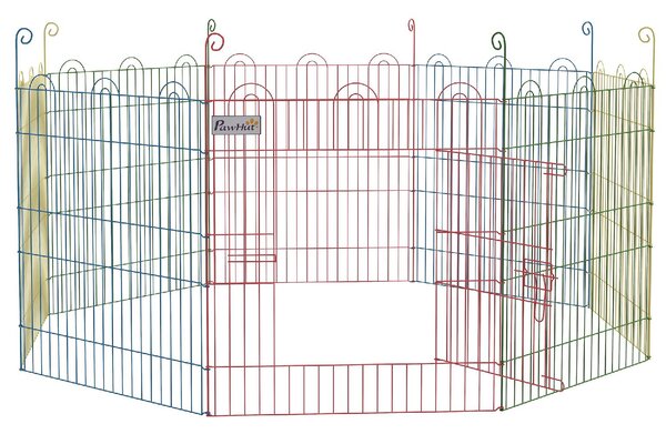 AllMyPets Cancellino per Cani a 8 Pannelli con Chiusura a Scatto per Cani Taglia Media in Acciaio 156x60 cm Multicolore