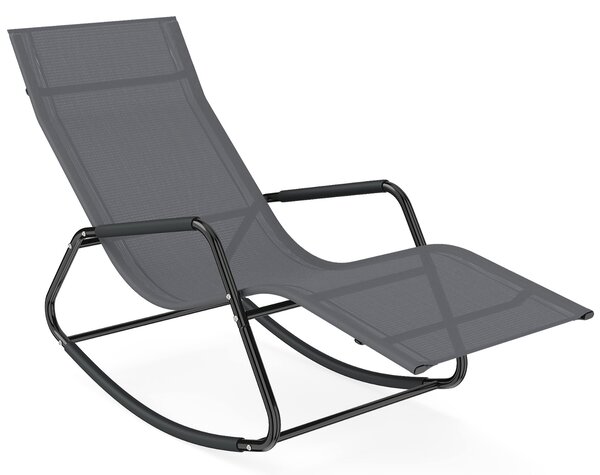 Costway Sedia a dondolo da esterno ed interno con braccioli curvi, Sdraio ergonomico in tessuto traspirante capacità di carico 160 kg Grigio
