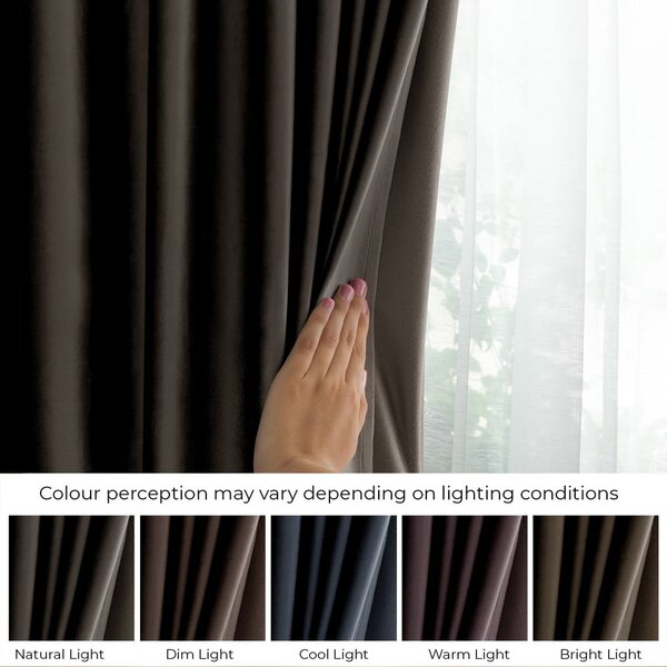 Tenda parzialmente oscurante marrone in velluto 140x270 cm Eyelets – Restilo