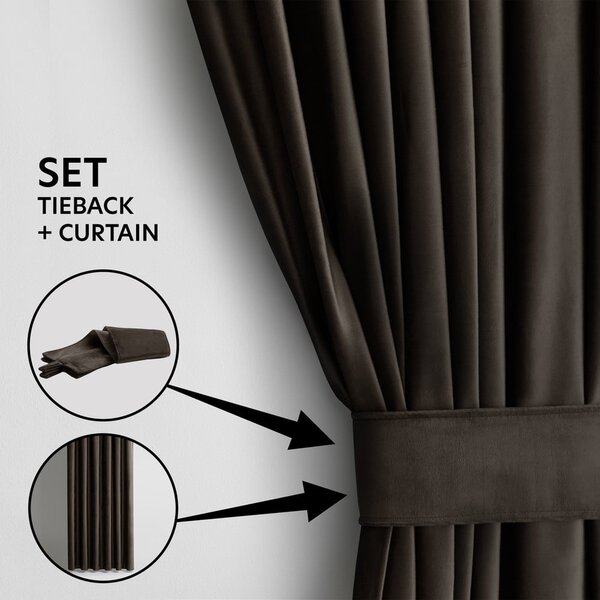 Tenda parzialmente oscurante marrone in velluto 140x270 cm Eyelets – Restilo