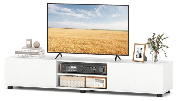 Costway Mobile porta tv fino a 70" con 2 mobiletti 2 ripiani aperti, Supporto tv con 6 gambe di sostegno 160 x 35 x 30 cm Bianco