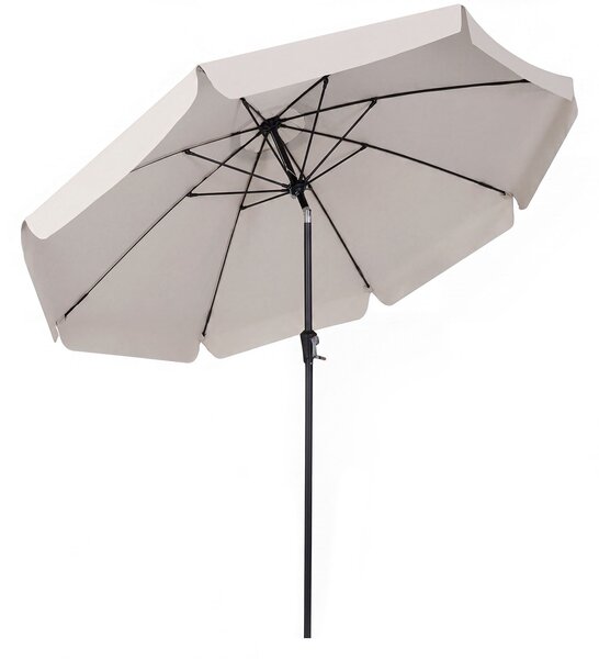 Costway 286 cm Ombrellone da giardino con elegante bordo arricciato 8 stecche, Ombrellone da spiaggia angolo regolabile Beige