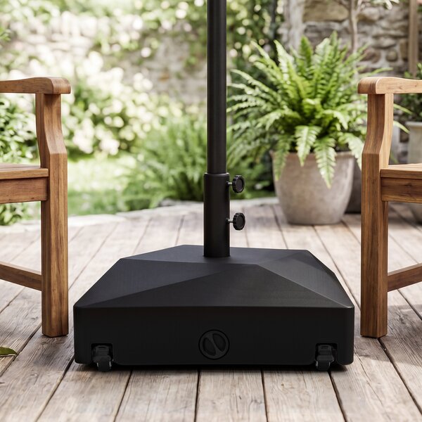 Costway Base ombrellone da giardino 40 l compatibile con palo da 38 e 48 mm, Supporto pesante con rotelle bloccabili e maniglia