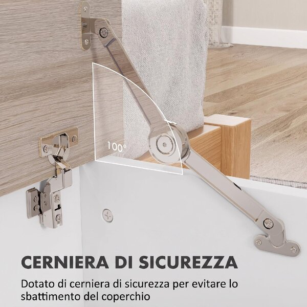 DecHome Cassapanca in Legno Panca Contenitore Dimensioni 100x40x40 cm colore Bianco