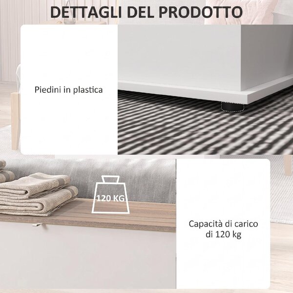 DecHome Cassapanca in Legno Panca Contenitore Dimensioni 100x40x40 cm colore Bianco