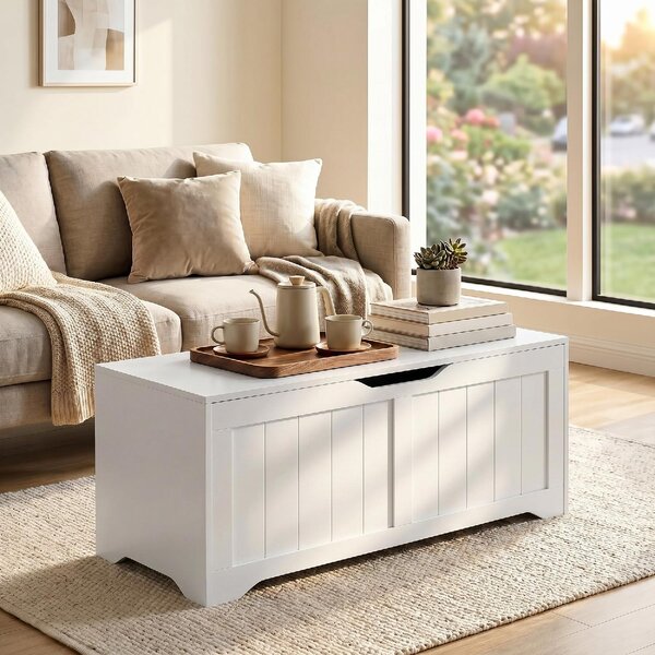 DecHome Cassapanca Panca Contenitore Dimensioni 80x40x45 cm colore Bianco