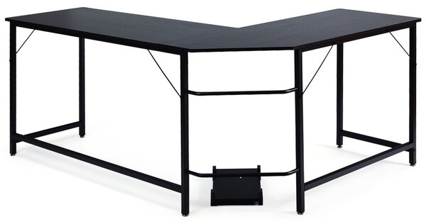 Costway Scrivania ad angolo a forma L per ufficio, Tavolo ampio per computer in legno da casa 168x125x74cm Nero