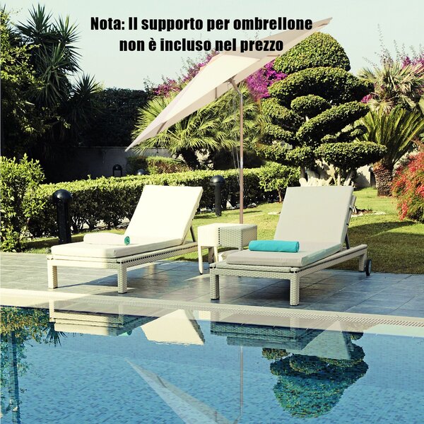 Costway Ombrellone regolabile 3m da esterno con struttura di legno, Parasole impermeabile per cortile e piscina Beige