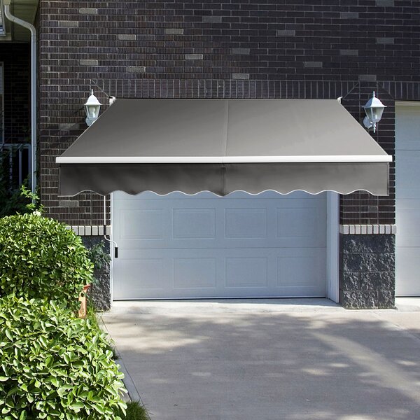 Costway Tenda parasole in alluminio con manovella e poliestere impermeabile, Tenda da sole retrattile 245x200cm Grigio