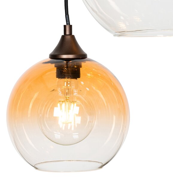 Lampadario Art Déco bronzo scuro con vetro ambrato 7 luci - Sandra