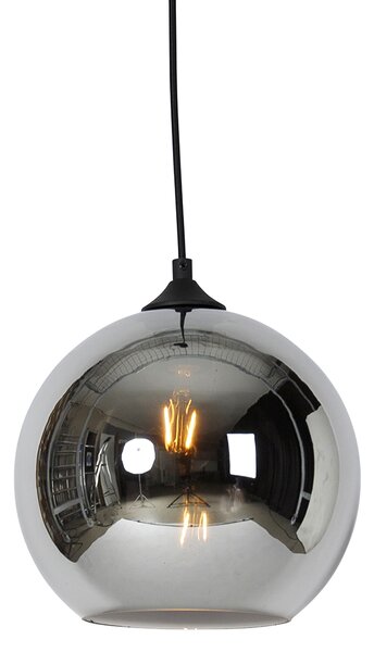 Lampada a sospensione intelligente nera con vetro fumé incl. Wifi A60 - Wallace