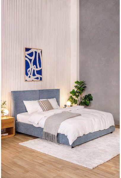 Letto matrimoniale imbottito blu con contenitore con rete inclusa 180x200 cm Myra Bold – Bonami Selection