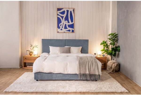 Letto matrimoniale imbottito blu con contenitore con rete inclusa 180x200 cm Myra Bold – Bonami Selection