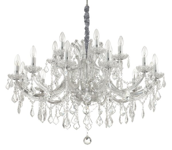 Lampadario Classico Napoleon Metallo-Cristallo Cromo 18 Luci E14