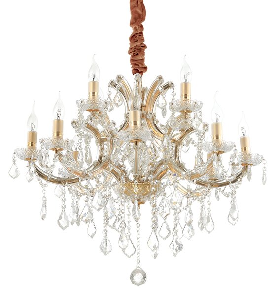 Lampadario Classico Napoleon Metallo-Cristallo Oro 12 Luci E14