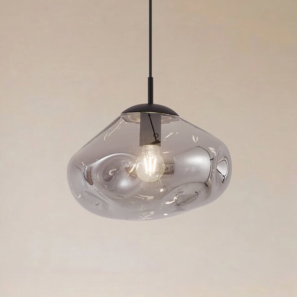 Lampada a sospensione Lindby, Lelia, dimmerabile, Grigio, Sala da pranzo, Vetro, Design