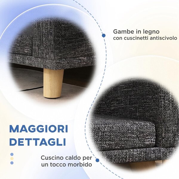 AllMyPets Divano per Cani di Taglia Grande con Cuscino Sfoderabile in Poliestere e Legno 98x67x25 cm colore Grigio Scuro