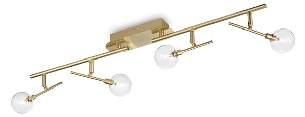Plafoniera Moderna Maracas Metallo Ottone 4 Luci 2W 3000K Luce Calda