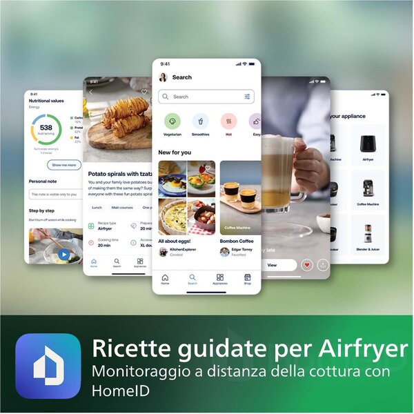 Philips Friggitrice ad Aria Airfryer Multifunzione Capacit 7.2 Litri Potenza 2000 Watt Rapid Air con Termostato Regolabile e Timer colore Bianco -