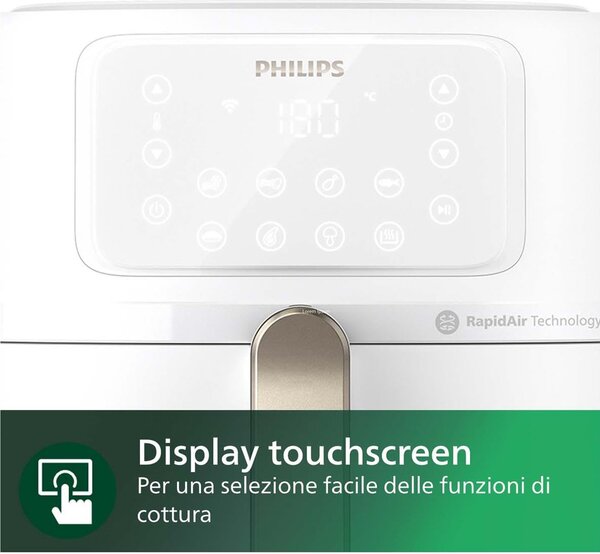 Philips Friggitrice ad Aria Airfryer Multifunzione Capacit 7.2 Litri Potenza 2000 Watt Rapid Air con Termostato Regolabile e Timer colore Bianco -