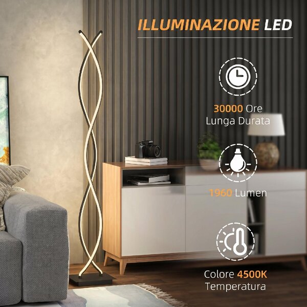 DecHome Lampada da Terra Moderna a Doppia Spirale Lampada da Salotto con Luminosit Regolabile Interruttore a Pedale colore Nero