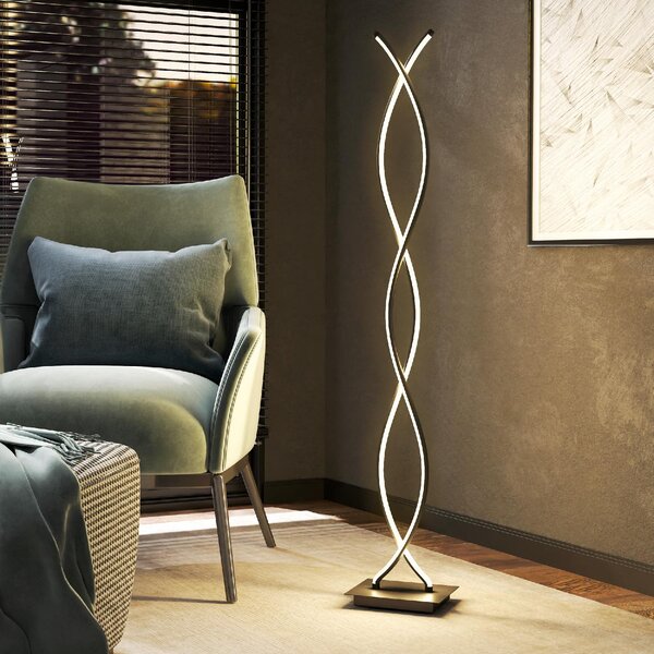DecHome Lampada da Terra Moderna a Doppia Spirale Lampada da Salotto con Luminosit Regolabile Interruttore a Pedale colore Nero