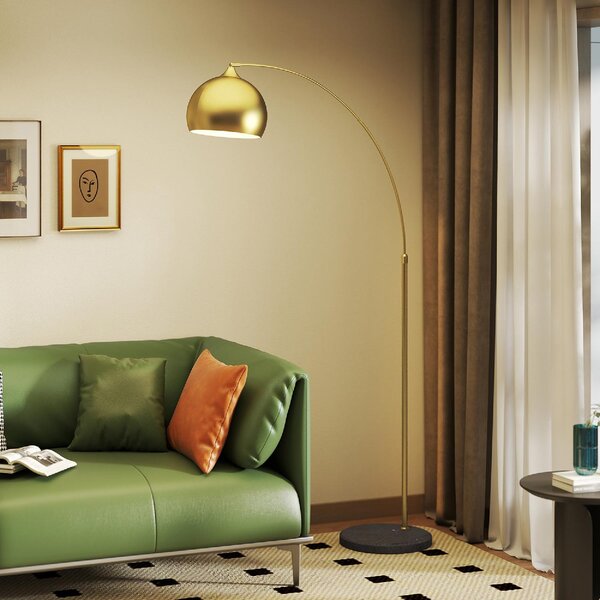 DecHome Lampada da Terra Moderna ad Arco con Asta Regolabile e Interruttore a Pedale Attacco E27 colore Oro