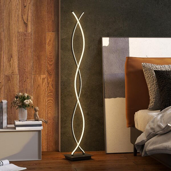 DecHome Lampada da Terra Moderna a Doppia Spirale Lampada da Salotto con Luminosit Regolabile Interruttore a Pedale colore Nero