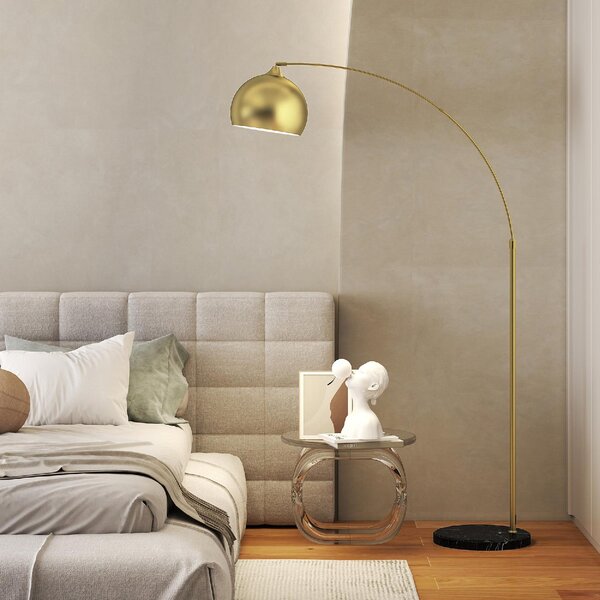 DecHome Lampada da Terra Moderna ad Arco con Asta Regolabile e Interruttore a Pedale Attacco E27 colore Oro
