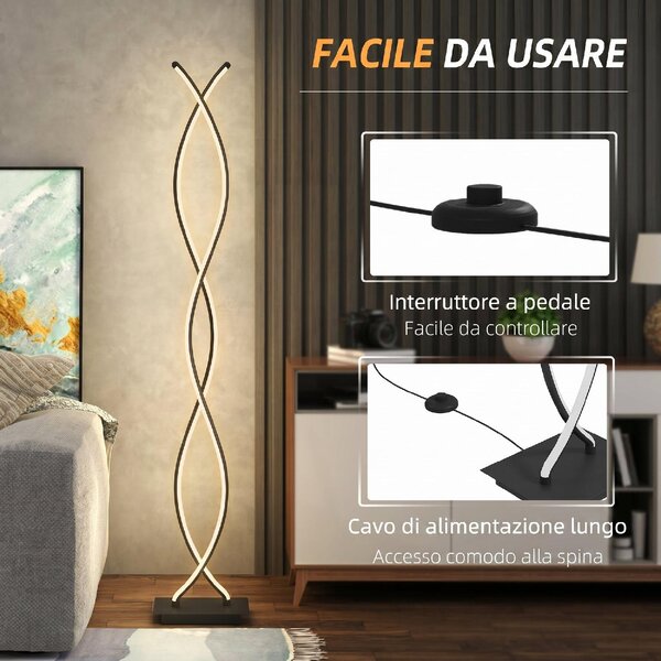 DecHome Lampada da Terra Moderna a Doppia Spirale Lampada da Salotto con Luminosit Regolabile Interruttore a Pedale colore Nero