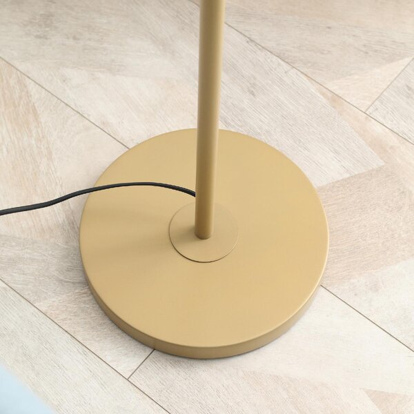 DecHome Lampada da Terra Moderna con Interruttore a Catena Paralume in Lino e Base in Acciaio Attacco E27 colore Oro/Crema