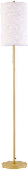 DecHome Lampada da Terra Moderna con Interruttore a Catena Paralume in Lino e Base in Acciaio Attacco E27 colore Oro/Crema