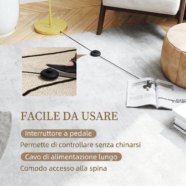 DecHome Lampada da Terra Moderna con Paralume in Tessuto effetto Lino e Acciaio con Interruttore a Pedale colore Oro