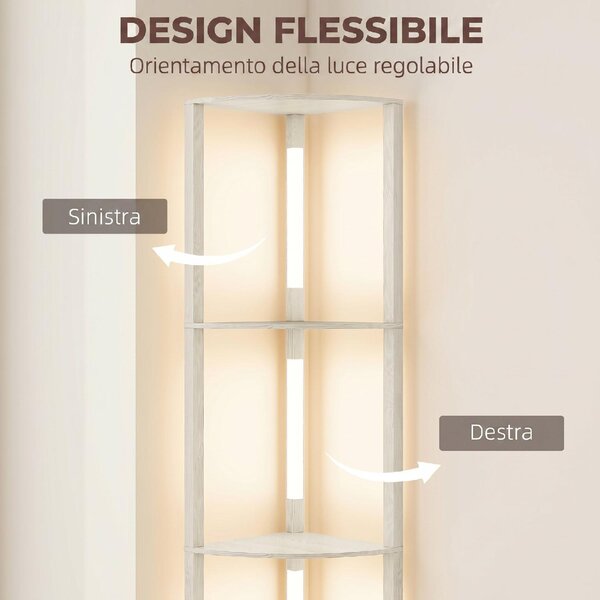 DecHome Lampada da Terra Moderna con 4 Ripiani Luce LED Regolabile su 3 Livelli 4 Ripiani 41x29.5x163.5 cm colore Rovere