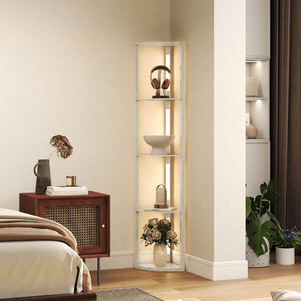 DecHome Lampada da Terra Moderna con 4 Ripiani Luce LED Regolabile su 3 Livelli 4 Ripiani 41x29.5x163.5 cm colore Rovere