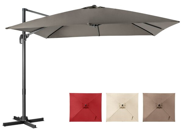 Costway Ombrellone 300 cm per cortile con 3 inclinazioni e rotazione a 360°, Ombrellone da esterno con 8 stecche Grigio
