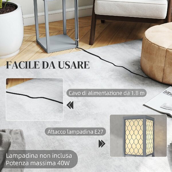 DecHome Lampada da Terra Moderna Salvaspazio con 3 Ripiani Attacco E27 per Salotto e Soggiorno colore Grigio Chiaro