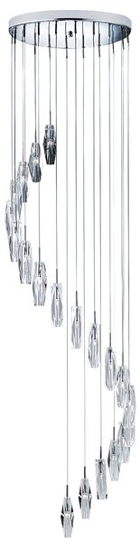 Lampadario Contemporaneo Ghiaccio Scolpito Acciaio Cromo Vetro G4 1,5X20W