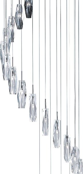 Lampadario Contemporaneo Ghiaccio Scolpito Acciaio Cromo Vetro G4 1,5X20W